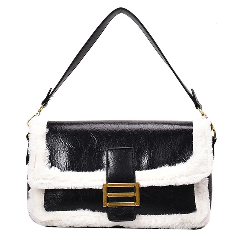 

iVog New Arrival Everyday Ladies Small Shoulder Crossbody baguette Handbag Fur monogram Geometric Hand Bags for Women 2019
