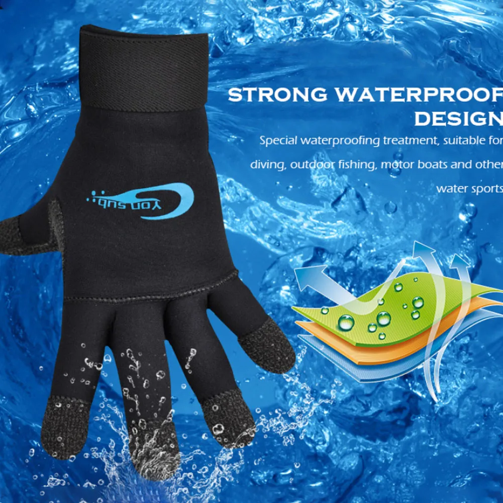 1 Pair Underwater Snorkeling Swimming Warm Equipment Fishing Non Slip Men Women 3mm Adjustable Boating Cold Proof Diving Gloves