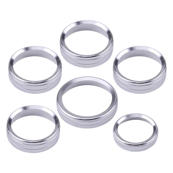 

6pcs Car Silver Air Conditioner & Audio Switch Knob Ring Cover Trim Fit For Ford F150 2016 2017 2018
