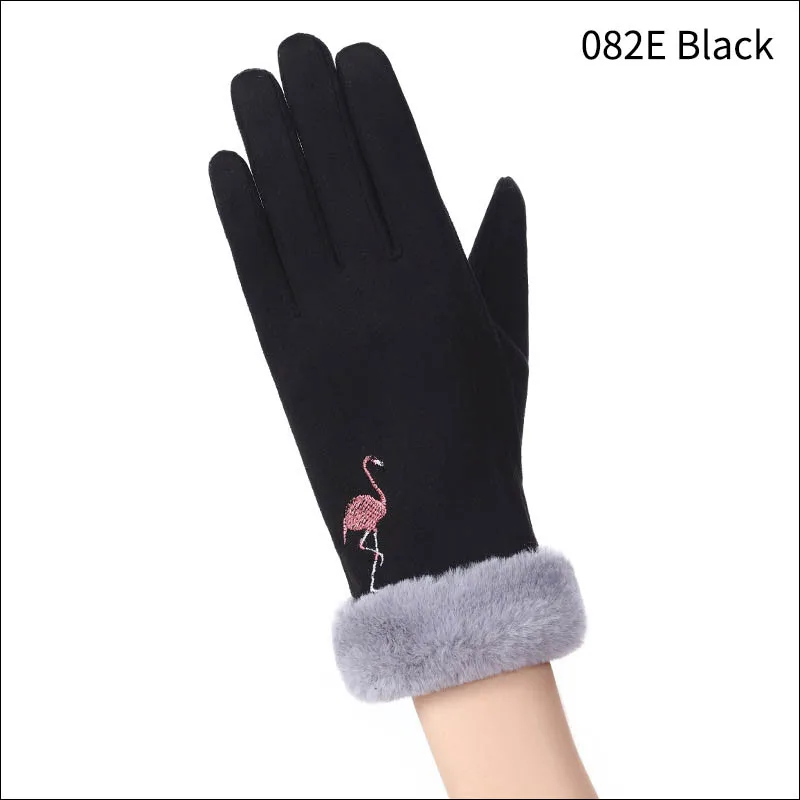 082E Black Открытый путешествия замша бархат 23 см сохраняет тепло прочный 1 пара бурелом леди перчатки многоцелевой - Цвет: 082E Black