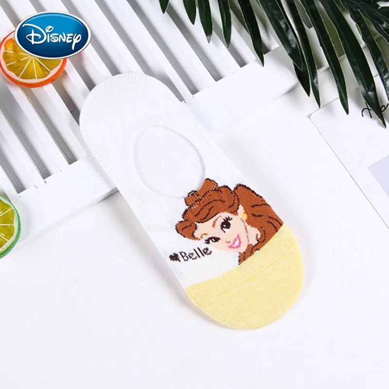 Disney с мультипликационным мотивом для маленькой принцессы носки-башмачки сезон весна-лето женские носки-башмачки сладкий без застежек с мелким мыском Носки для женщин