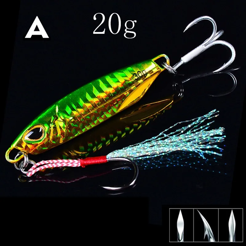 10/15/20/30/40/50 g Artificial Bait Reusable Metal Sinking Casting Lure Jigging Spoon Fishing Accessories With Hooks - Цвет: A-20g