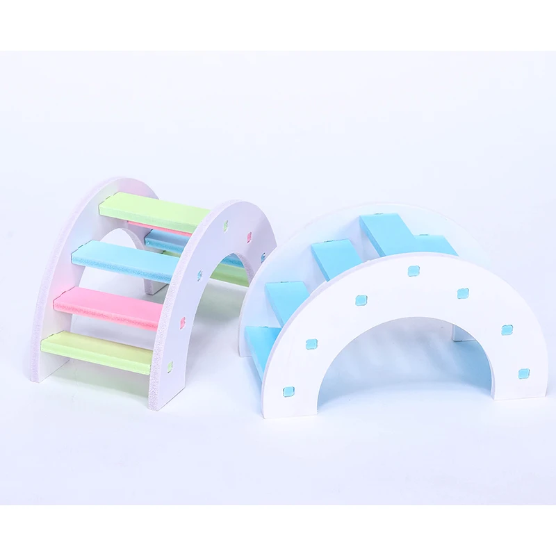 Hamster Colorful Ladder Toys for Small Animals Climbing Wood Rainbow Bridge Toy Accessories Pet Supplies | Дом и сад