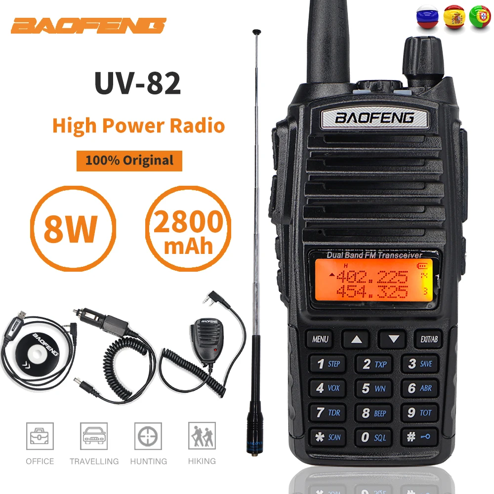 

Baofeng UV-82 Walkie Talkie 8W Powerful Two Way Radio Dual Band UHF VHF Portable CB Ham Radio UV 82 FM Transceiver Comunicador