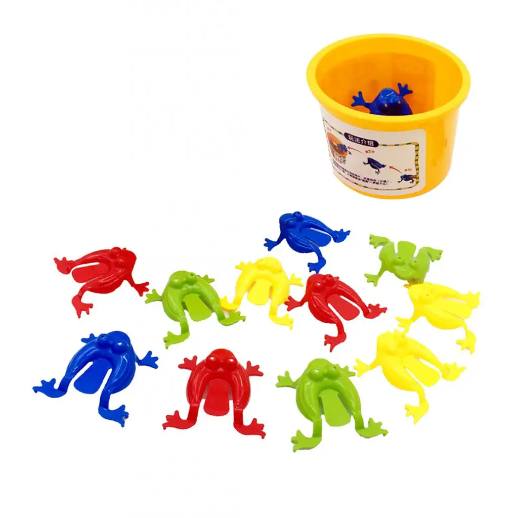 12pieces Assorted Jumping Frog Toy With Bucket Game Kids Party Favors