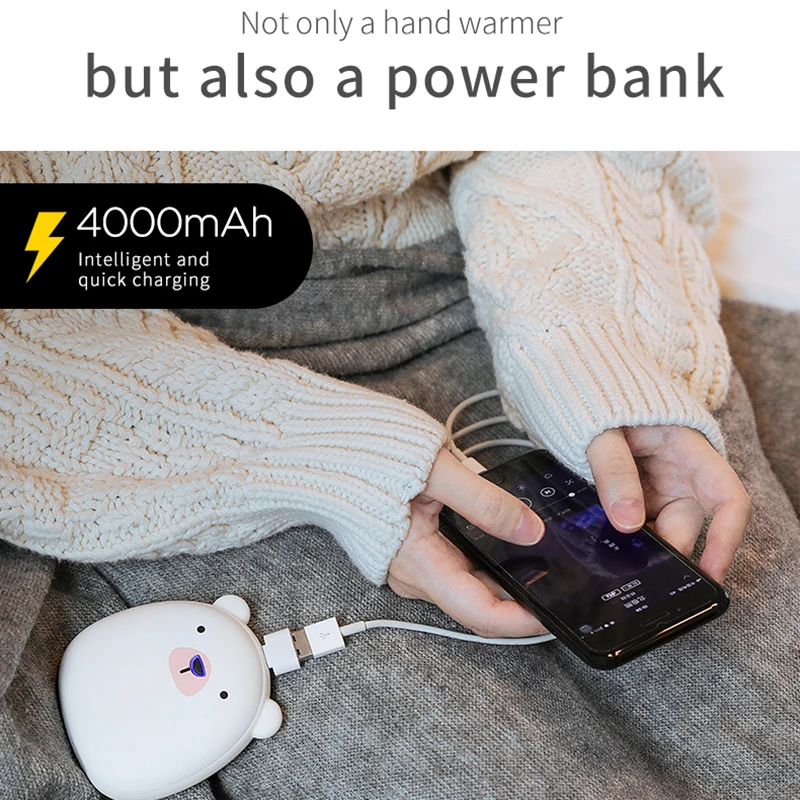 Милый мультяшный мини USB грелка для рук с 3600mAh внешним аккумулятором