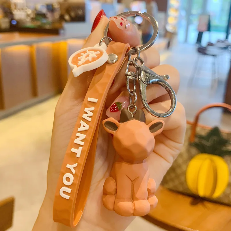 brown deer 10 дизайнов панда, коала брелок для ключей динозавры брелок Модная хлопковая набивка мультфильм PU Брелок для ключей творческое автомобильное сумка для телефона и ключа кольцо - Цвет: brown deer