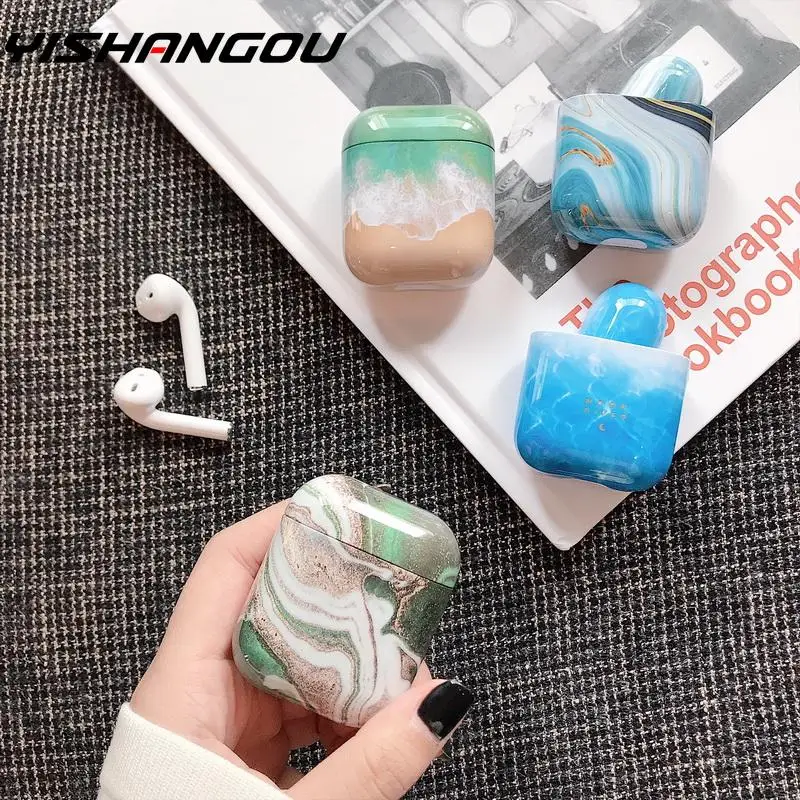 

Earphone Case For AirPods 1 2nd Charging Box Cute Marble Hard Earphone Protective Case Cover Headset Accessories Charging Box