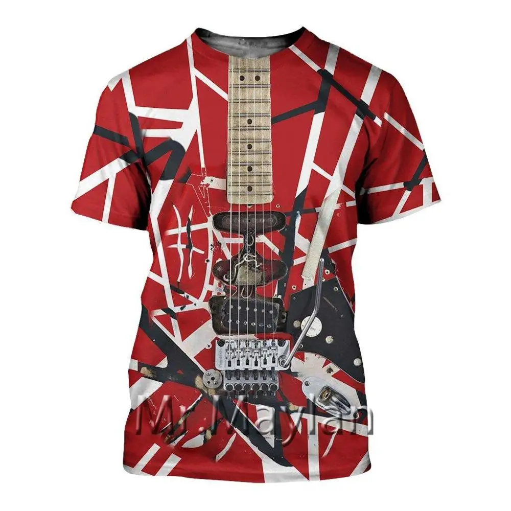 Kaus Musik Rock Gitar 3D Kaus Pria 