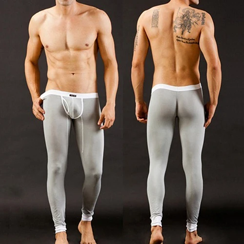 Men's Fashion Sexy U Convex Pouch Skinny Long Pants Thermal Underwear Leggings