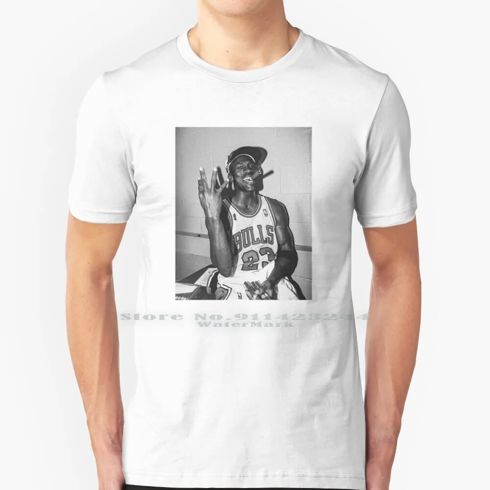 Maglietta Vintage Michael Tre Torba Bianca E Nera Anni '90 Cotone 6Xl Michael Bulls Red Sports Jump Basket Air Smile 23 Mj Goat