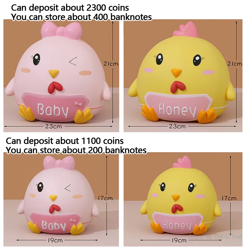 Large Capacity Money Box, Cute Chicken Piggy Bank, Vinyl Anti-drop Coin Safe, Home Decoration, Children's Gift 3