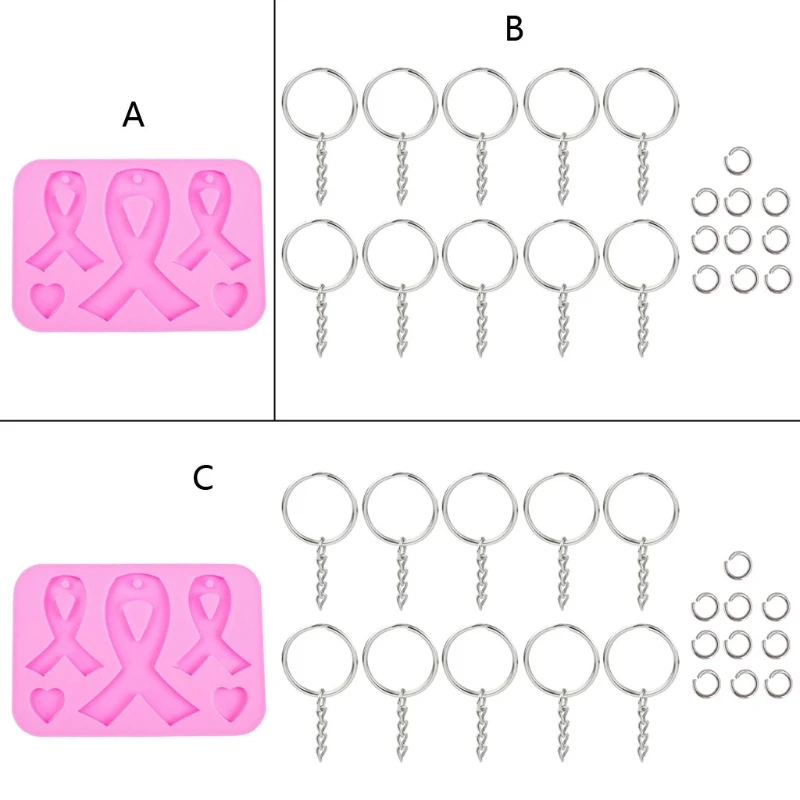 

AIDS Cancer Awareness Bow Keychains Resin Mold Silicone Red Ribbon Bow Mold Tool F3MF