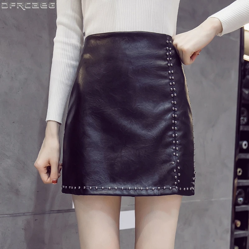New High Waist Pu Leather Skirt For Women 2020 Autumn Winter Streetwear