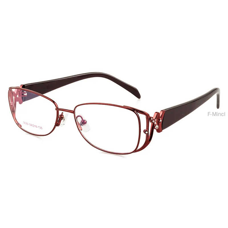 Женские очки из металлического сплава с полой оправой для женщин овальные брендовые дизайнерские оптические очки модные очки с коробкой FML - Цвет оправы: red