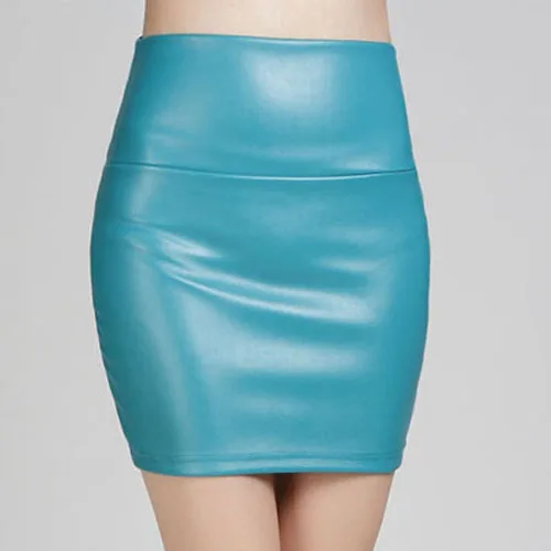 Water blue Женские юбки из искусственной кожи осенне-зимняя уличная мода Повседневный офис, женское облегающее сексуальное узкая юбка в обтяжку мини бархатная юбка для женщин Jupe - Цвет: Water blue