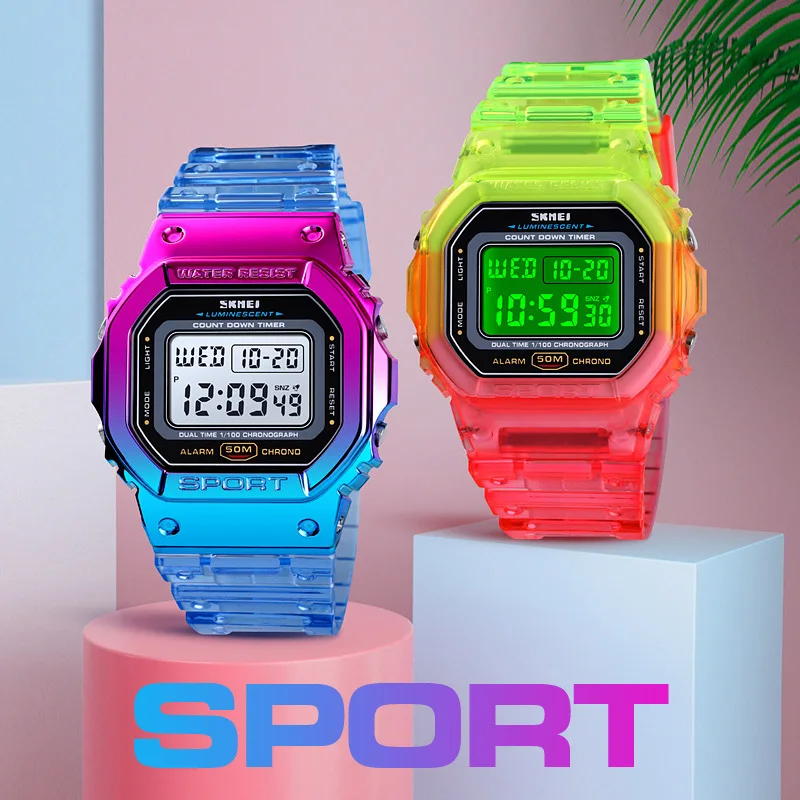 

TurnFinger Women's Digital Watch Multifunctional Outdoor Sports Chronograph Hot Selling Transparent Strap Fashion Luxury Quality