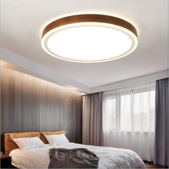 Us 84 13 46 Off Chinese Peach Wood Color Round Ultra Thin Double Layer Light Led Ceiling Lamp Simple Modern Living Room Lamp Lighting Solid Wood On