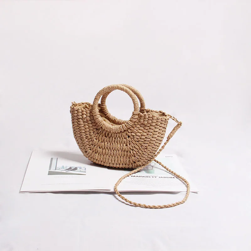 casual candy color rattan women handbags wicker woven lady shoulder crossbody bags summer beach small straw bag bali purses 2020