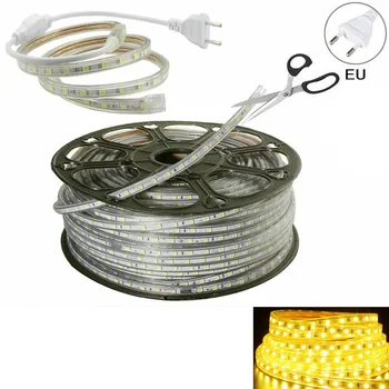 

AC220V LED Strip SMD 5050 Flexible Light 60leds/m Waterproof Led Tape LED Light With Power Plug 1M/2M/5M/15M for outdoor garden