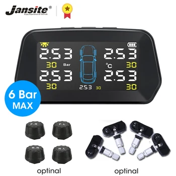 

Jansite TPMS Large screen Tires Alarm Tire Pressure 4 Sensors Monitoring System Solar Power Auto Security Tyre Pressure control