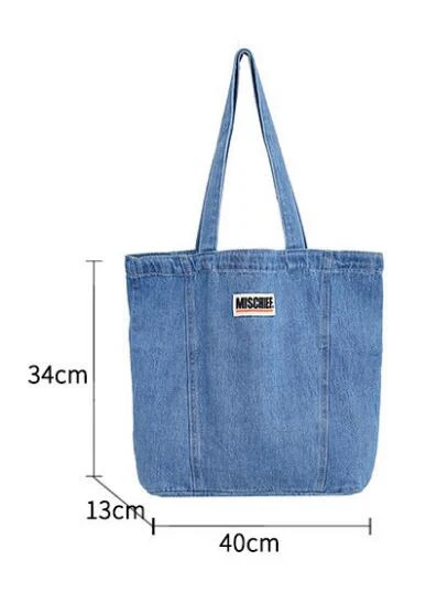 Summer Casual Tote Shoulder Bags Canvas Jeans Messenger Bags Soft Student Large Capacity Shopping Handbags For Women 