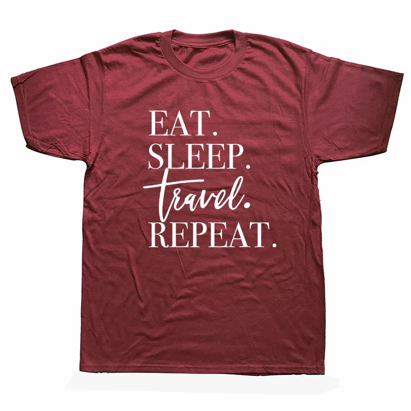 Забавная Футболка с принтом Eat Sleep, путешествия, самолет, сердцебиение, шутка, для мужчин, повседневная, короткий рукав, хлопок, уличная одежда, хип-хоп, футболки для мужчин - Цвет: CHESTNUT