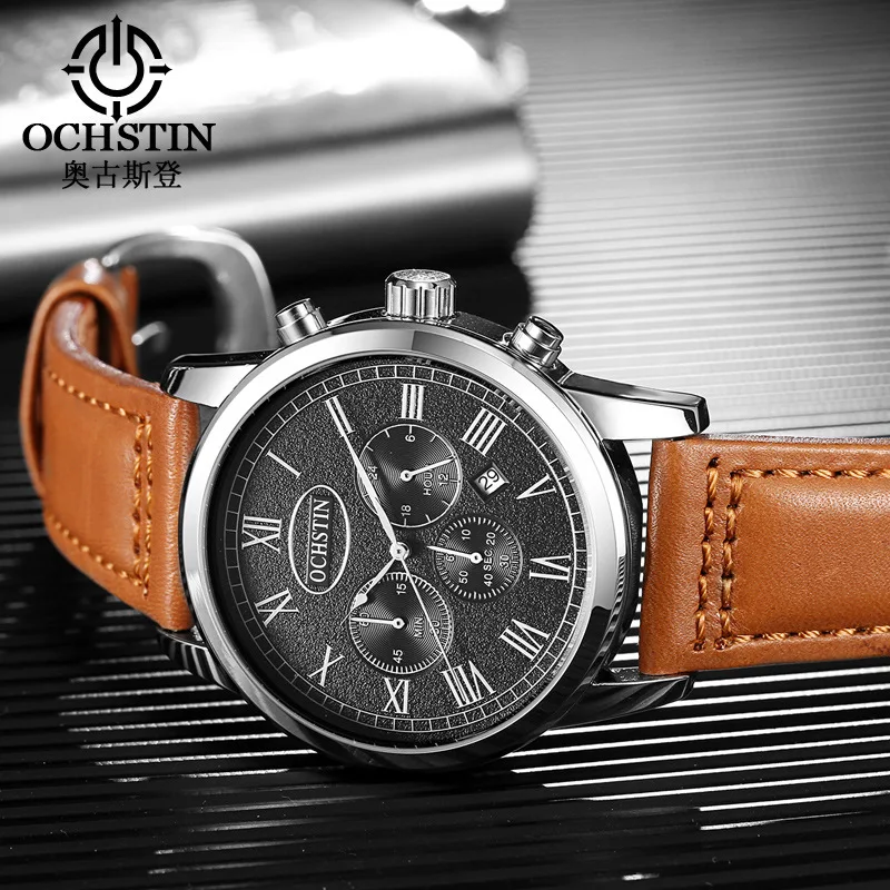 

Ochstin Hot Sales MEN'S Watch Business Casual Waterproof Stopwatch 6-Pin Genuine Leather MEN'S Watch