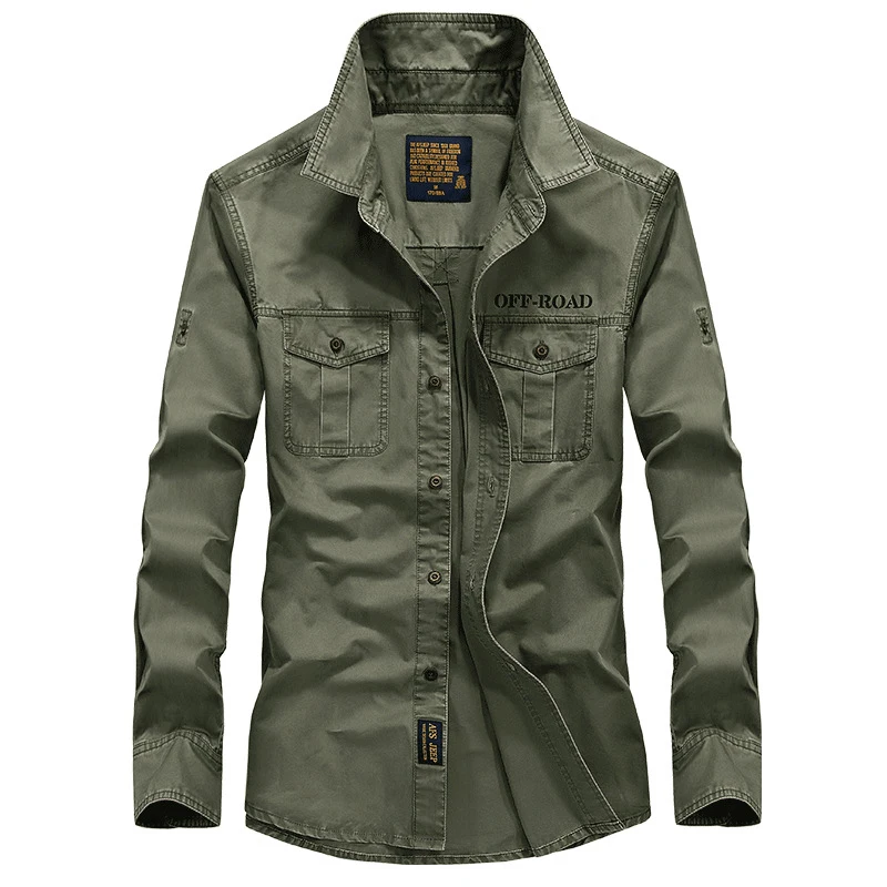 Mens Shirts Long-Sleeve Military Plus-Size 5XL Brand Spring 100%Cotton 4XL Camisa Autumn