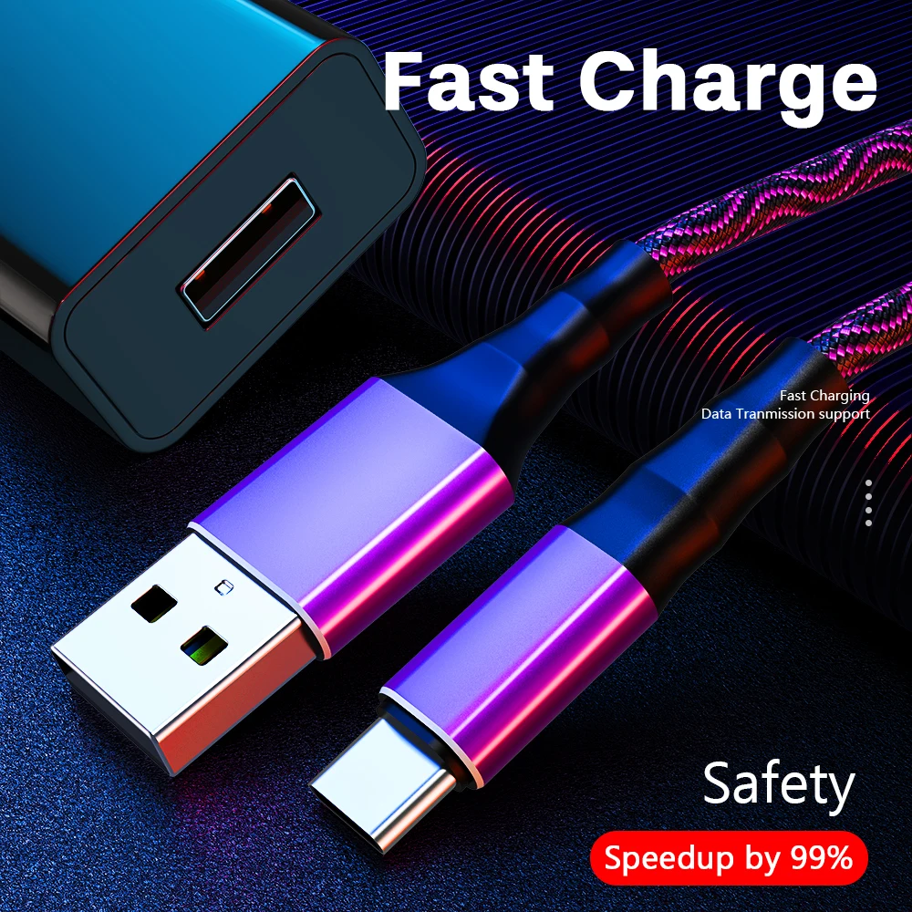 Кабель Micro USB 5 А нейлоновый кабель для быстрой зарядки и передачи данных типа c