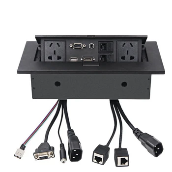 

AMS-K514 Standard Multimedia Desktop Universal Power Tabletop Socket HDMI HD Office Conference Socket Pop-Up Connection Box