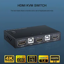 2 порта HDMI USB KVM 4K переключатель сплиттер для обмена монитор клавиатура мышь Адаптивная EDID/HDCP Декорация