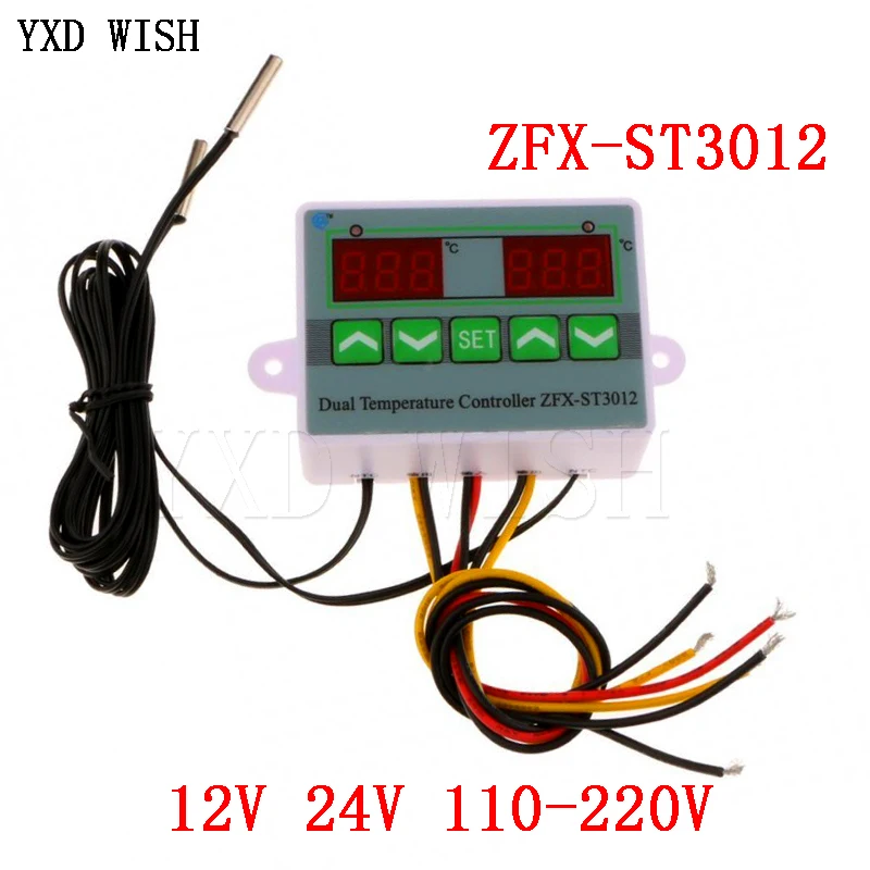 DC 12V 24V AC 110-220V ST3012 LED Digital Dual Thermometer Temperature Controller Thermostat Incubator Microcomputer Probe | Инструменты