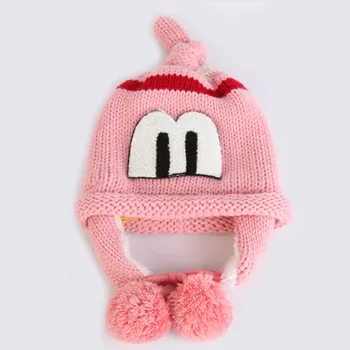 

New Spring Autumn Winter New Infants Baby Hat For Girl boy Kids Wool Velvet Earmuffs Cap cute m letter