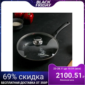 

Frying pan 24 cm with handle, glass lid, AP, dark marble