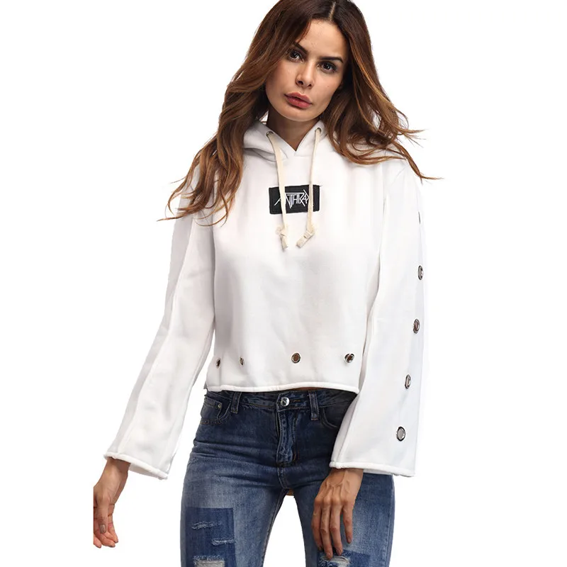 

Hole On Hem Hoodies Sweatshirt For Women Autumn Crop Top Long Sleeve Sweatshirt Hoodie Letter Print Pullover Tops Coat C423