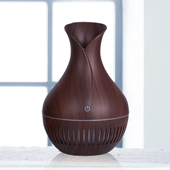 

130Ml Air Humidifier Ultrasonic Usb Electric Aroma Essential Oil Diffuser Wood Grain Mist Maker Led Light for Home Dark Wood