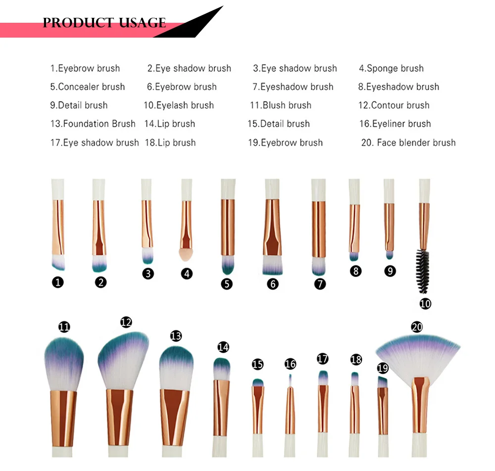 20Pcs Shell Shape Ultra Soft Fiber Hair Makeup Brush Set 