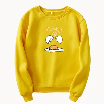 

2019 new gudetama Sweatshirt Japanese Harajuku women's best-selling plus velvet round neck pullover sweatshirt XL street clothin