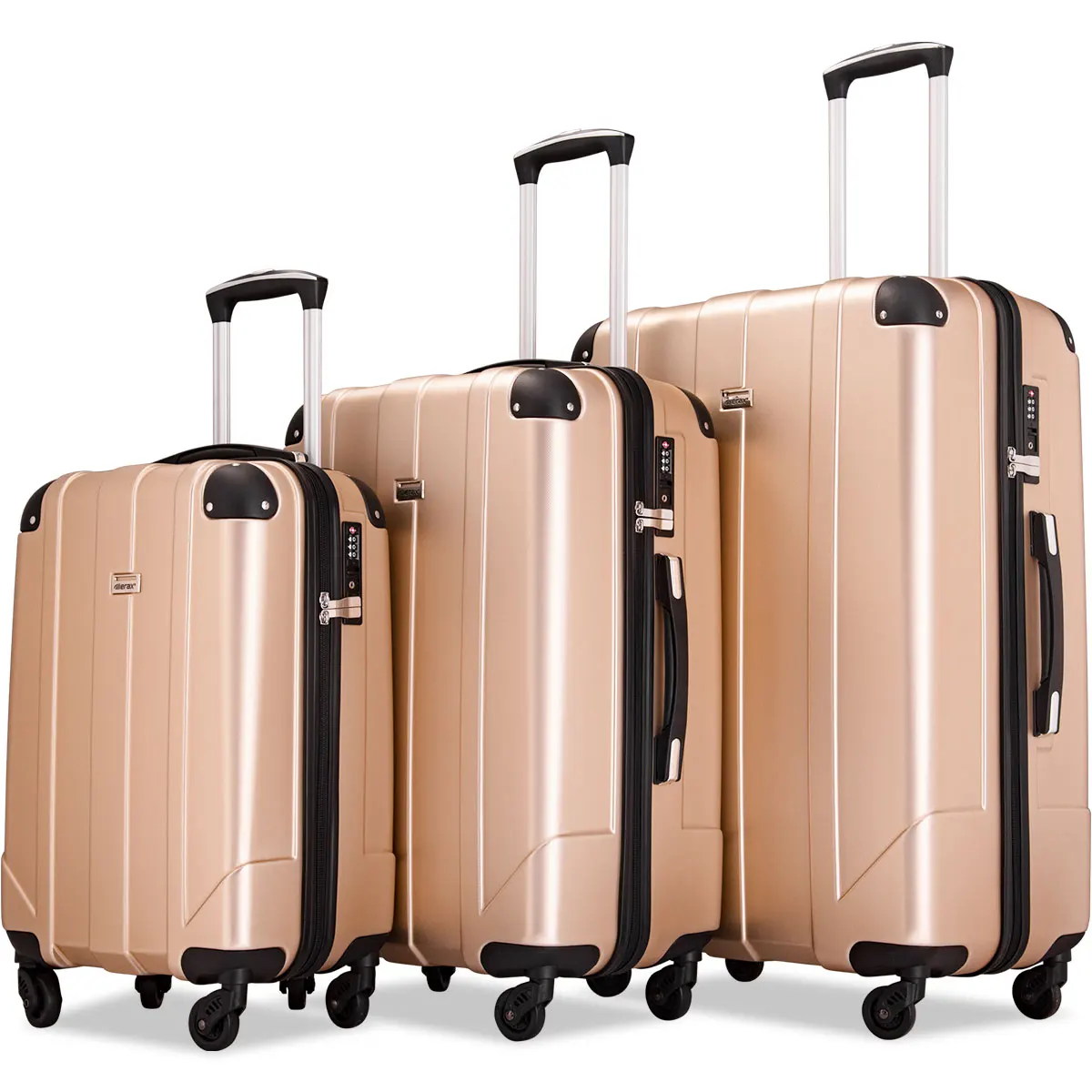 

Luggage Sets with TSA Locks, 3 Piece Lightweight P.E.T Luggage-Gold wheeled suitcase suitcase Luggage 180821210