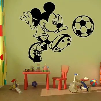 

Mickey Wall Decal Football Kids Bedroom Nursery Interior Decoration Door Window Vinyl Sticker Art Cartoon Mouse Sport Mural Q206