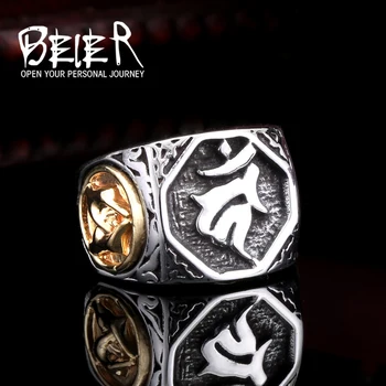 

Beier new store 316L Stainless Steel ring top quality Buddhism Acalanatha Ring for Man titanium steel jewelry BR8-167R