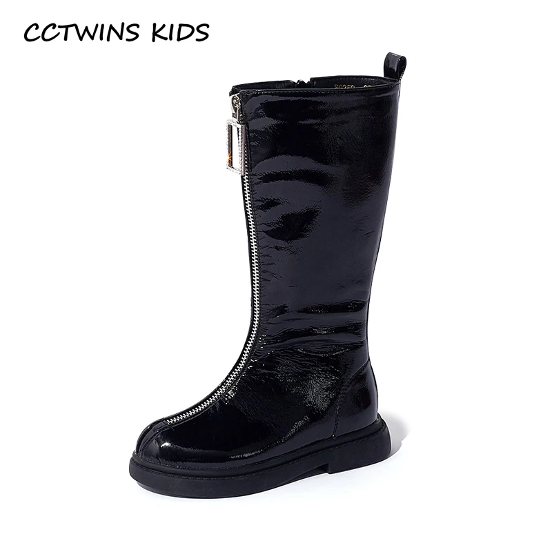 CCTWINS/детская обувь; коллекция года; сезон осень; Модные Повседневные высокие сапоги-трубы для девочек; детская обувь принцессы для малышей; черные мягкие ботинки; HB025