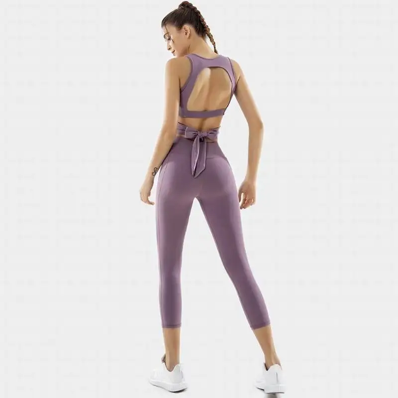 Fashion Purple Yoga Set Women Seamless 