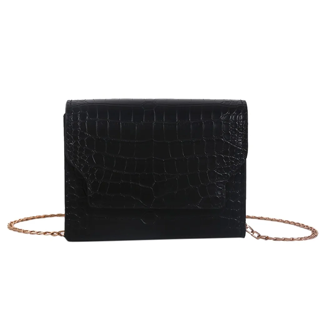 OCARDIAN, женские сумки, каменный узор, стиль ретро, на застежке, маленькая квадратная сумка на цепочке, сумка через плечо, Bolsas Feminina Au29 - Цвет: Black