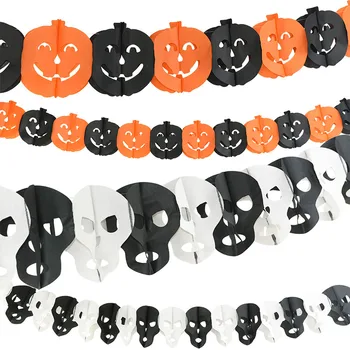 

3M DIY Hanging Spider Pumpkin Scary Witch Garland Halloween Paper Haunted House Prop Paper Garland House Party Decorations