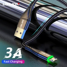 Cabo magnético uslion 3a de 0.5m/1m/2m, fio de carregamento rápido para samsung huawei xiaomi note tablet android cabos do telefone usb