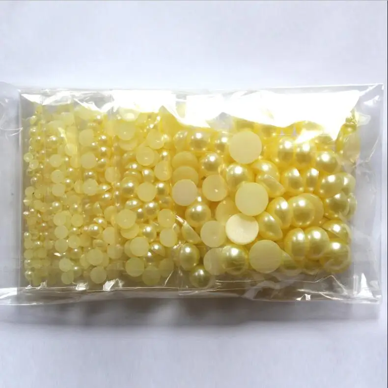Yellow 800 шт смешанный размер 2-10 мм Красочные Имитация Половина круглые жемчужные бусины Flatback жемчуг DIY Дизайн ногтей ювелирные изделия изготовление аксессуаров ногтей бусины - Цвет: Yellow