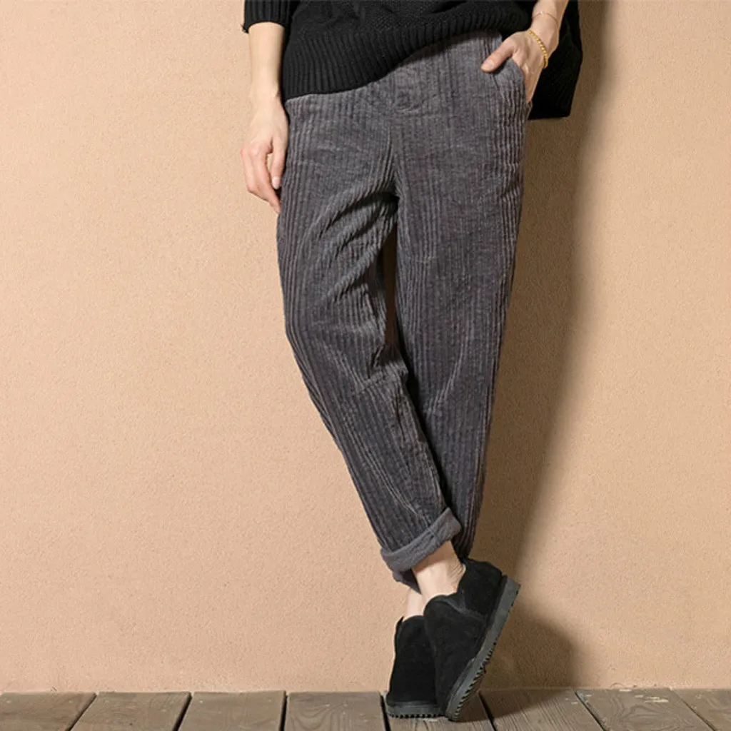 New Women's Harem Pants Autumn Winter Warm Corduroy High Waist Pants Plus Size Casual Pants Vintage Loose Trousers Femal#y2