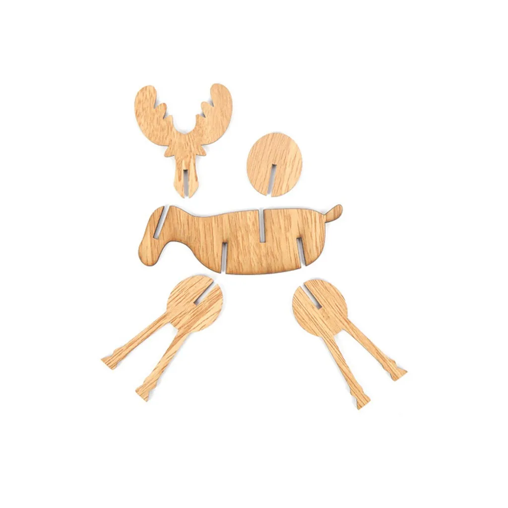 DIY деревянный орнамент с оленями Детские творческие подарки настольный декор